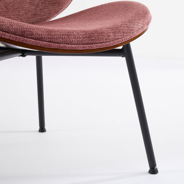 English Elm Mid-Century Shell Chair with Walnut Wood Grain Veneer, Wide Curved Seat, Durable Metal Legs, 330lb Capacity Bean paste red W1143P214254