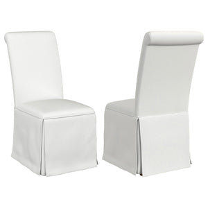 English Elm Isela White Upholstered Parson Side Chairs Set of 2 — Timeless Skirted Pleated Seats, Tall Curved Backs B062P375533