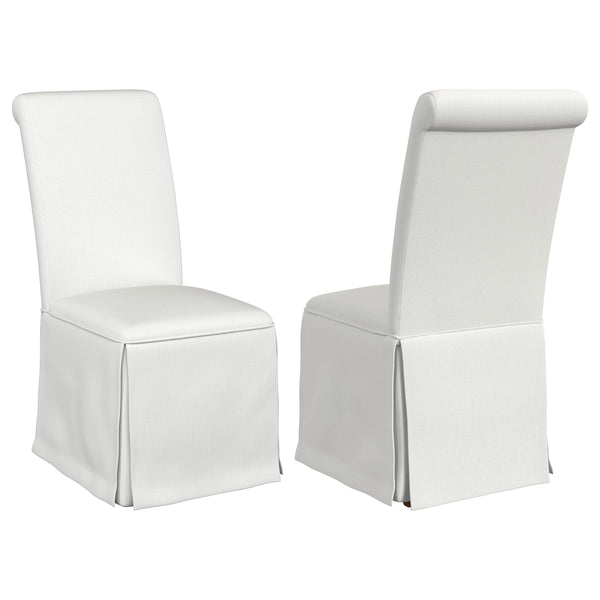 English Elm Isela White Upholstered Parson Side Chairs Set of 2 — Timeless Skirted Pleated Seats, Tall Curved Backs B062P375533