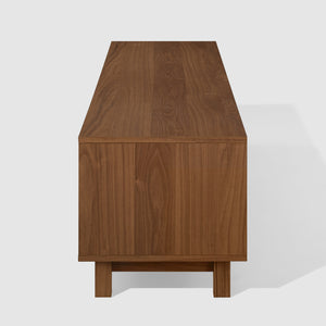 Arundo 70" Mid-Century Modern TV Stand with Reeded Doors, Open Storage & Stylish Mocha Finish