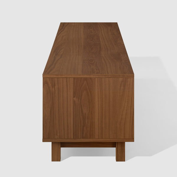 Arundo 70" Mid-Century Modern TV Stand with Reeded Doors, Open Storage & Stylish Mocha Finish