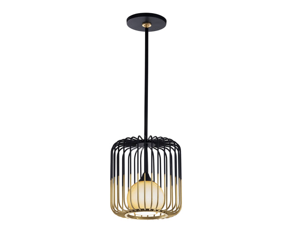 Sunpan Circa Pendant Light - Stunning Industrial Art Deco Design with Misted Glass and Brass Accents Small - 10.5W x 10.5D x 48H