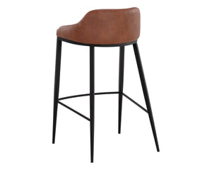 Sunpan Astra Barstool - Modern Design with Sleek Iron Legs and Comfortable Faux Leather Accent Seating Black / Cinnamon Brown