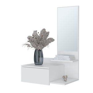 English Elm Elgin modern floating vanity with drawer and mirror, wall-mounted storage solution for small spaces White 31.5 L x 18.1 W x 5.9 H B128P237187