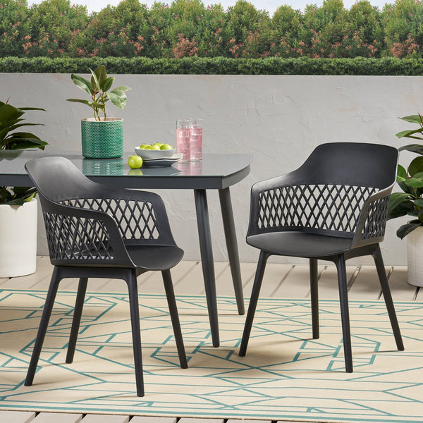 English Elm Christopher Knight Home® - AZALEA Weather-Resistant Outdoor Chair with Durable Polypropylene Frame, Minimal Modern Comfort Black 25 L x 23.5 W x 22.5 H 68375.00BLK