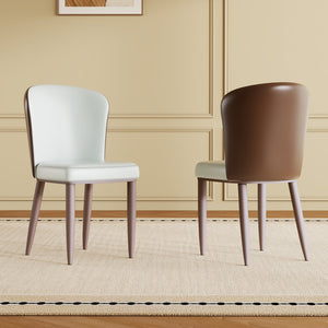 English Elm Modern PU Leather Dining Chairs with Carbon Steel Legs, Water‑Resistant, Stain‑Proof, 4-Pack for Home White W2699P338888