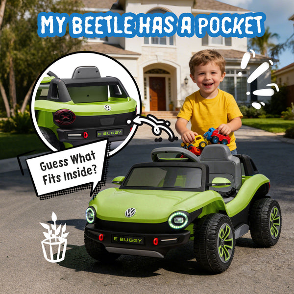 English Elm 12v Licensed Volkswagen Beetle Ride on Car with Remote Control and Suspension for Kids Green W1578P418186