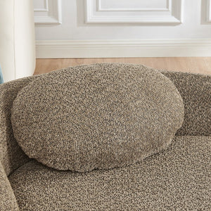 English Elm Modern Oval Boucle Lounge Chair Sculptural Integrated Armrest for Bedroom Living Room Brown W487P456128