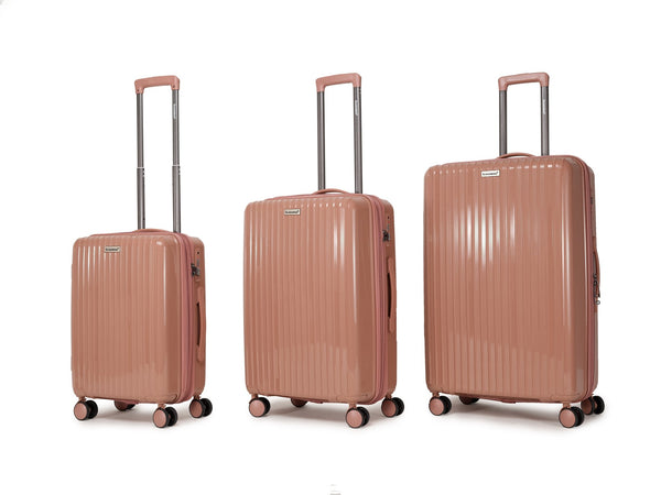 English Elm Luggage 3 Piece Pp Hard Shell Travel Set with Spinner Wheels Expandable Carry On Rose Gold T3292P317021