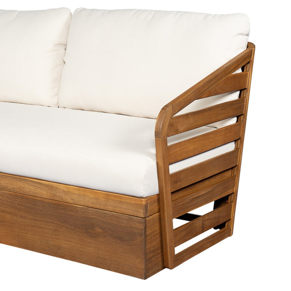 English Elm Christopher Knight Home® - Royal Acacia Patio Right-Arm Sofa Set - Elegant Outdoor Seating With Plush Cushions For Comfort N773P291730B