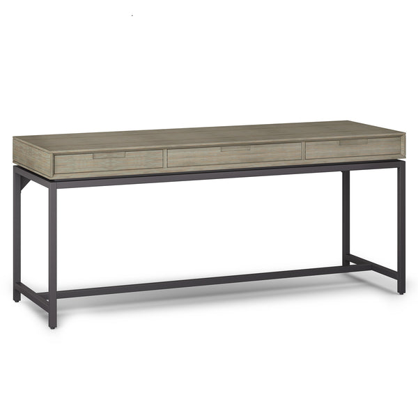 English Elm Banting Mid-Century Modern Desk - Stylish Distressed Grey Finish With Ample Storage & Space B136P158459