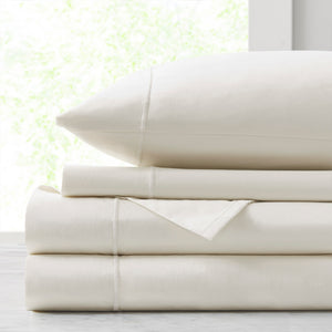 JLA Home Croscill - 500TC Egyptian Cotton Sateen Sheet Set — 500-thread-count, luxe Baratta stitch hem, breathable comfort Ivory CCS20-037