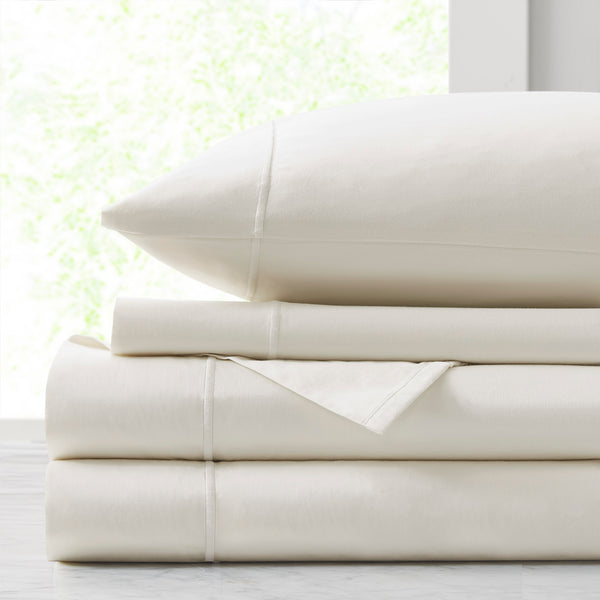 JLA Home Croscill - 500TC Egyptian Cotton Sateen Sheet Set — 500-thread-count, luxe Baratta stitch hem, breathable comfort Ivory CCS20-037