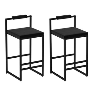 English Elm Modern Velvet Upholstered Bar Stools Set Of 2 - Stylish Counter Height Chairs With Footrest & Support W1757P310422