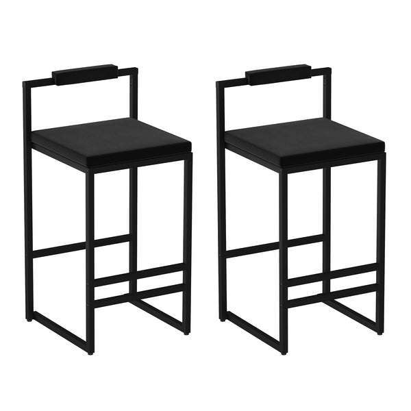 English Elm Modern Velvet Upholstered Bar Stools Set Of 2 - Stylish Counter Height Chairs With Footrest & Support W1757P310422