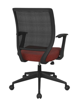 OSP Home Furnishings Screen Back Ergonomic Mesh Task Chair with Lumbar Support and T Arms for Home Office Cherry EM51022N-K013