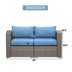 English Elm 59" Modular Pe Rattan Outdoor Loveseat Set with Uv Resistant Olefin Cushions for Patios B082P455122