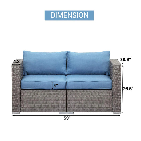 English Elm 59" Modular Pe Rattan Outdoor Loveseat Set with Uv Resistant Olefin Cushions for Patios B082P455122