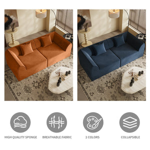 English Elm Compressed Memory Foam Sofa 2-Seater Lounger Daybed with Rectangular Pillow, Space-Saving Expandable Comfort Orange W3670S00005