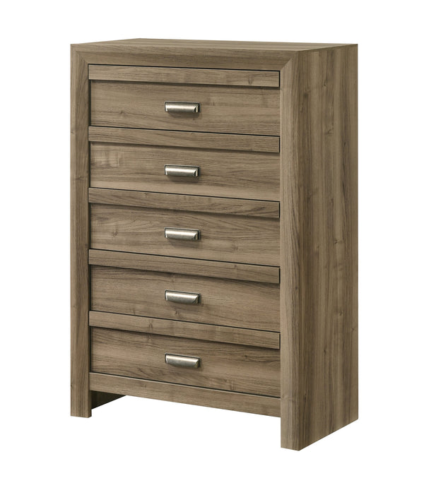 English Elm 1pc Contemporary Six-Drawer Wooden Dresser with Metal Pulls, Warm Wood Finish, Spacious Bedroom Storage Light Brown 18.19 L x 33.82 W x 51.37 H B2741P383314