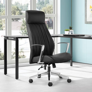 OSP Home Furnishings High Back Executive Office Chair with Antimicrobial Fabric Synchro Tilt and Chrome Base 62200C-R107