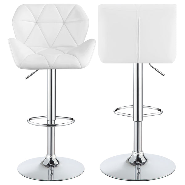 English Elm Kerwin Tufted White Upholstered Adjustable Bar Stool Set of 2 — Swivel, Chrome Pedestal, Height Lever B062P374131