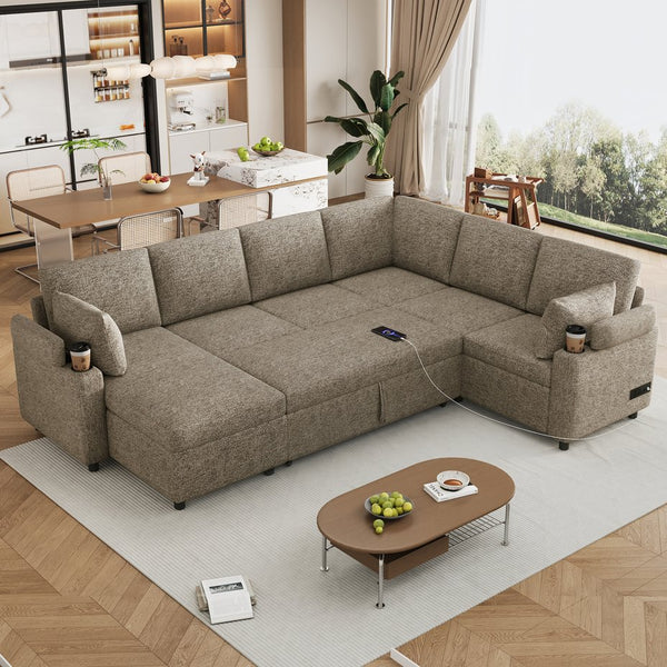 English Elm 101.2" Modular Chenille Sectional Sofa with Tufted Cushions and Deep Seating for Living Room N719S001910D