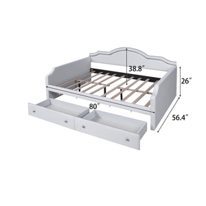 English Elm Full Size Upholstered Daybed With Led Accent, 2 Storage Drawers, Velvet Finish In Elegant Beige N7500001852A
