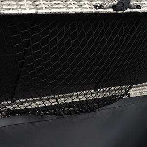 English Elm K&K 200 Gallon Wicker Deck Box with Lockable Lid, Hydraulic Pistons, Wheels, Weatherproof Storage Grey N707P245457G