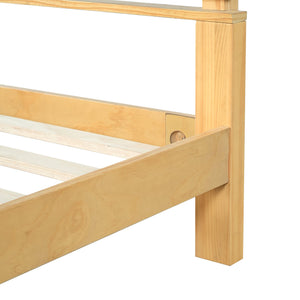 English Elm Premium Solid Wood King Platform Bed Warm Toned Slat Headboard Modern Bedroom Frame Natural N770PK367005N