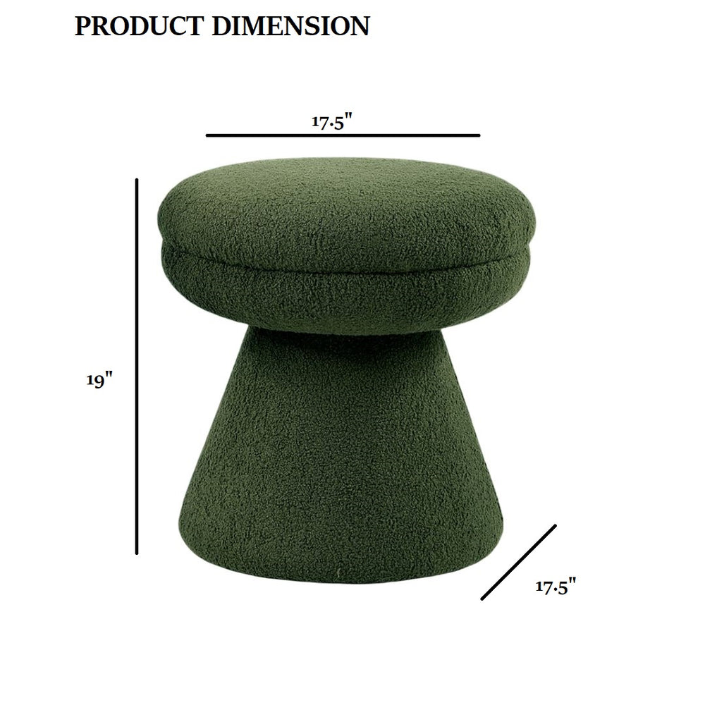 English Elm Green Plush Mushroom Accent Stool 19"H Teddy Fabric Pedestal Base Round Top Cozy Modern Seat B2741P388372
