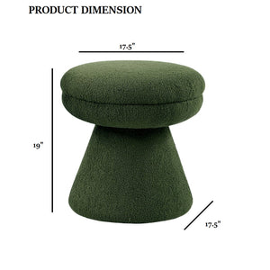 English Elm Green Plush Mushroom Accent Stool 19"H Teddy Fabric Pedestal Base Round Top Cozy Modern Seat B2741P388372