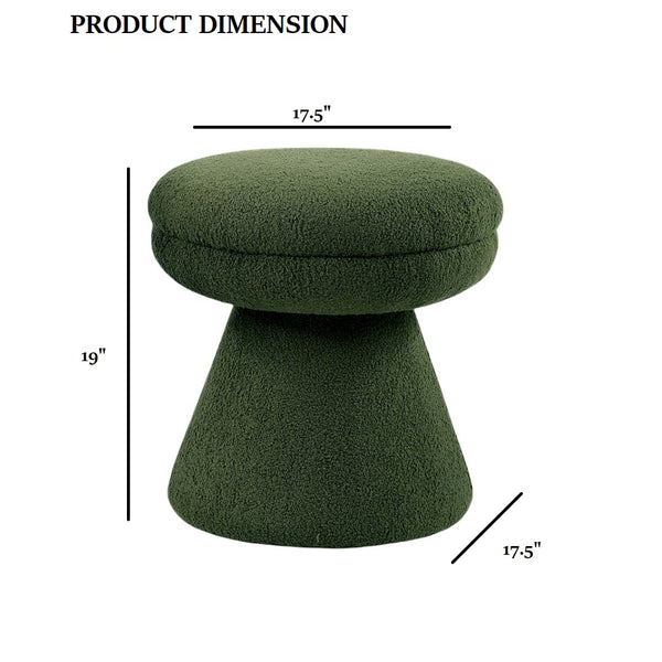 English Elm Green Plush Mushroom Accent Stool 19"H Teddy Fabric Pedestal Base Round Top Cozy Modern Seat B2741P388372