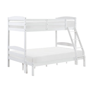 English Elm Twin Twin-over-Twin Bunk Bed with Guard Rails and Ladder, Wood-Engineered Frame, Space-Saving Dorm Style White 81.5 L x 20.5 W x 10 H B011P362600