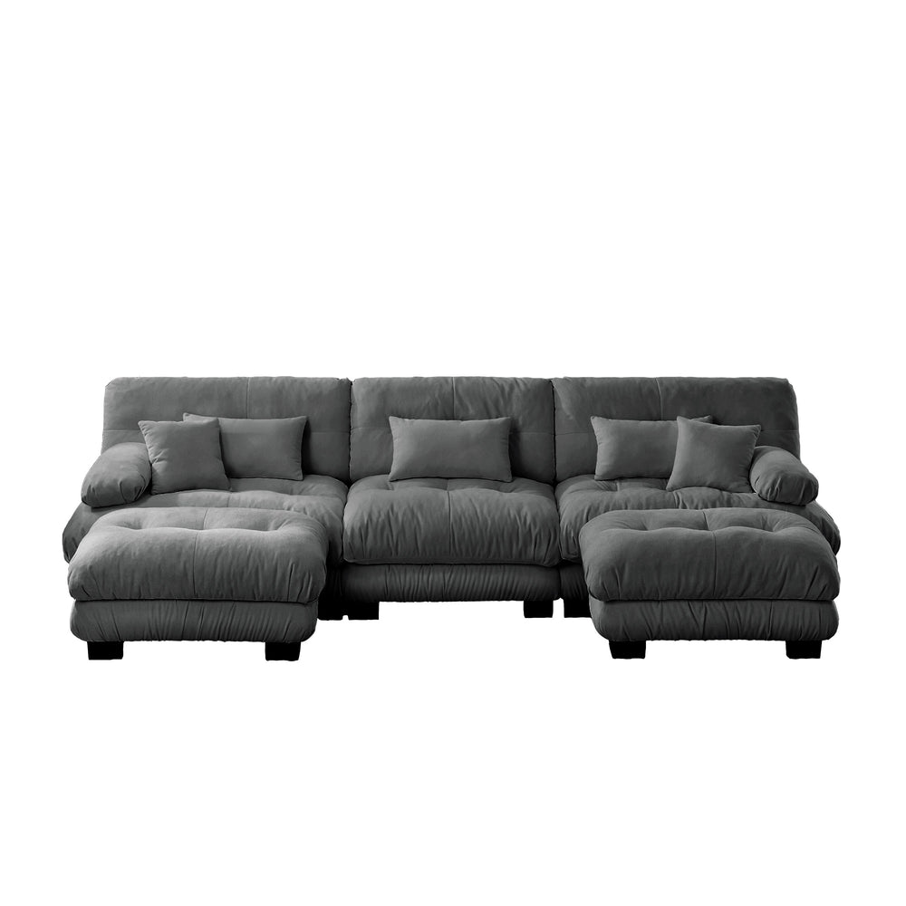English Elm Luxury Modular Sectional Sofa - Oversized U-Shaped Cloud Couch With Ottomans For Ultimate Comfort W714S01021