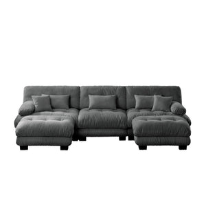 English Elm Luxury Modular Sectional Sofa - Oversized U-Shaped Cloud Couch With Ottomans For Ultimate Comfort W714S01021