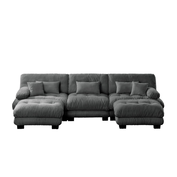 English Elm Luxury Modular Sectional Sofa - Oversized U-Shaped Cloud Couch With Ottomans For Ultimate Comfort W714S01021