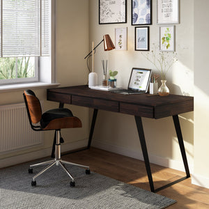 English Elm Lowry - Industrial-Style Desk In Distressed Hickory Brown With Metal Accents & Ample Storage Space B136P158878