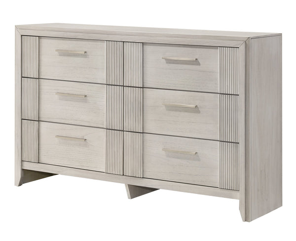 English Elm 1pc Modern 4-Drawer Tall Storage Chest in Mist Finish — Sleek Bedroom Organizer with Spacious Drawers Antique White 20 L x 62.5 W x 40.5 H B2741P404865