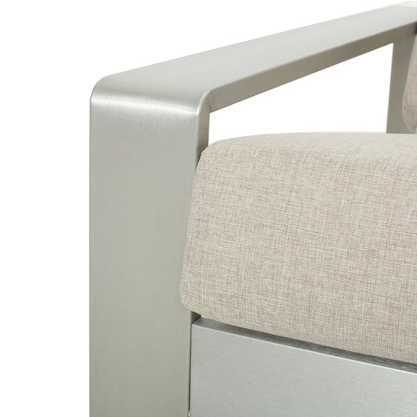 English Elm Christopher Knight Home® - La Plata Lounge Chair - Elegant Silver Aluminum Frame With Beige Olefin Cushion For Indoor & Outdoor N775P211257S