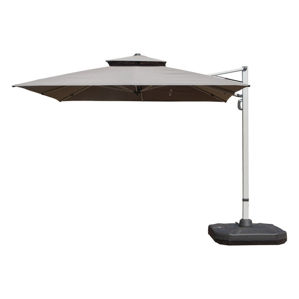 English Elm 10'X10' Square Cantilever Umbrella with Hydraulic Open, 5-Position Tilt, UPF50+ Polyester Canopy Gray W1859P337785