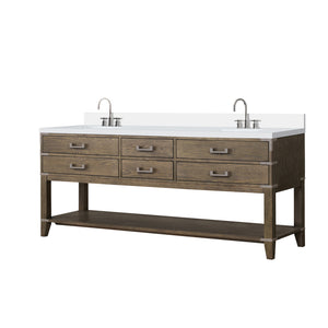 English Elm Grey Oak Double Bath Vanity 80" W X 22" D With Cultured Marble Top & Complete Faucet Set Included B2731P260349