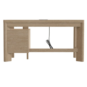 English Elm Wallace & Bay - Tan Contemporary Wood Desk in Light Brown Finish — 58" Wide Low-Maintenance Workstation for Home Office B361P384463