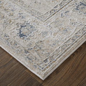 Feizy Rugs Pasha Collection Vibrant Floral Low Pile Rug – Stain-resistant, Soft, And Perfect For High-traffic Areas Ivory,Taupe,Blue Polyester Pas39m7fbgeblug01