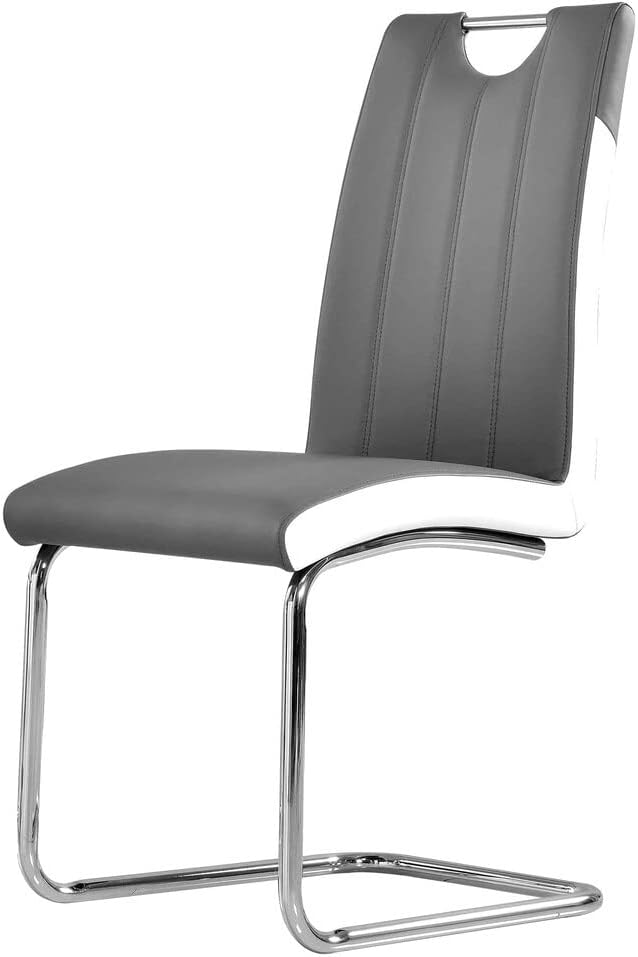 English Elm Dining Side Chairs Set of 2 Faux Leather Two-tone Upholstered with Chrome Metal Legs B011P496280