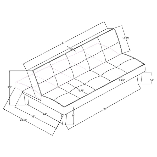 English Elm Cranston Black Armless Sofa Bed with Contrast Piping, Tufted Faux Leather, Space-Saving Modern Guest Seating B062P357831