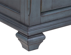 English Elm Americana Distressed Blue Buffet Cabinet with Glass Doors and Antique Pewter Hardware B108P411433