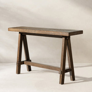 English Elm Hawthorne Reclaimed Elm Trestle Console Table Solid Wood Entryway Accent 60 Inch Brown B2719P474451