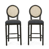 Christopher Knight Home® - Noble House - Govan French Country Wooden Barstools with Upholstered Seating - Set of 2