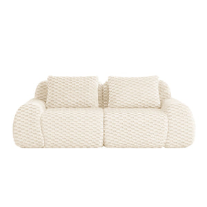English Elm 82" Modular Sectional Sofa Flannelette Upholstery Deep Seat No Assembly Living Room Cream W714P377086